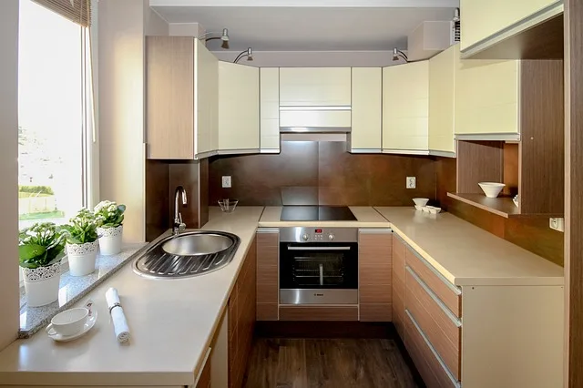 U shaped small modular kitchen