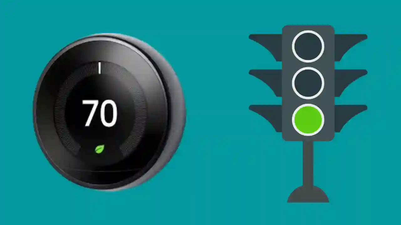 Miga zielona kontrolka na Nest Thermostat